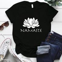 Namaste Letter Print Women T Shirt Short Sleeve O Neck Loose Women Tshirt Ladies Fashion Tee Shirt Tops Camisetas Mujer S