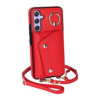 Crossbody Ring Leather Zip Wallet Phone Case for Samsung Galaxy S26 Ultra S25 FE S24 Plus S23 S22 S21 Note 20 Lanyard Cover Bag Samsung S21