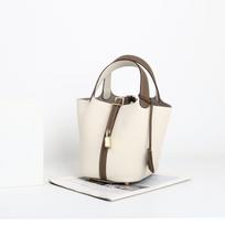 Togo First Layer Cowhide Spliced Vegetable Basket 2026 New Fashion Soft Cowhide Bucket Bag With Handle And Handbag 13x18x19cm