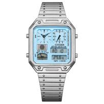 CITIZEN 50-meter waterproof chronograph calendar alarm clock Quartz Steel Strap 33.4mm same style for men and women blue dial JG2120-73L mėlyna