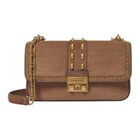Michael Kors Tribeca Stitched Studded Leather Shoulder Bag Small Women bags Brown 30S6A2RL1S-BROWN Shopping Bag Set(Basic Set+Shopping Bag)