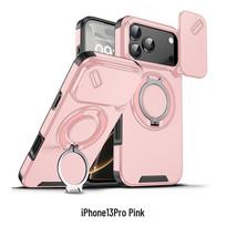 CAXITON Magnetic Ring Holder Phone Case with Lens Cover for iPhone 13 Pro