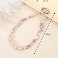 Butterfly Double Layer Chain Phone Lanyard Crystal Beaded Phone Pendant Wrist Strap Keychain Backpack Decoration Accessories A2