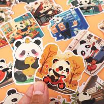 55Pcs Cartoon Panda Waterproof Stickers Personality Cute Decorative Luggage Cup Laptop Phone Guitar Skateboard Stickers onesize