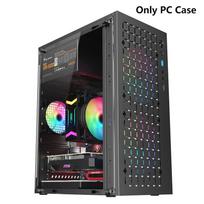 Micro Atx/Itx skaidrus pasidaryk pats PC dėklas Stiklas stalinio kompiuterio dėklas HD+Ssd Atx maitinimo šaltinis 250Mm vaizdo plokštės 3 ventiliatoriai aušintuvas juoda