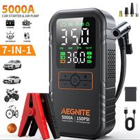 7-in-1 Jump Starter with Air Compressor, 5000A Portable Car Battery Booster (9.0 Gas/6.5L Diesel) with 150PSI Auto-Shutoff Tire GB10-59.2Wh