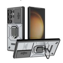 Slide Camera Armor Case For Samsung Galaxy S25 Ultra S24 FE S23 Plus A54 A55 M56 A26 A36 A56 5G Lens Protect Magnetic Ring Cover Galaxy S25