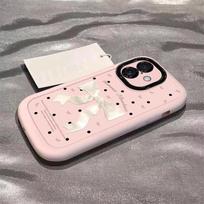 Silicone Phone Case IPhone 17 Pro 16 Plus 15 With Polka Dot Bow Design Trendy Minimalist Protective Cover iPhone 17