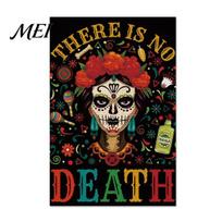 Decorative Burlap Lawn Banners Day of The Dead Garden Flag, 12x18 Inch Floral Skull Yard Festive Ornament Flags Mexican Gothic Skeleton Flowers B