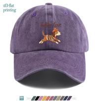 pc Hello Love Printed Font Matching Running Puppy Printed Baseball Cap Puppy Wearing Pumpkin Hat And Striped Sweater Retro 1pc