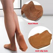 Women Brown Tights For Samba Tango Latin Professional Dance Leg Wear Compression Hard Yarn Plus Size  Non-Slip Fishnet Pantyhose M