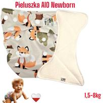 Pieluszka wielorazowa aio newborn kieszonka bambus liski nappime