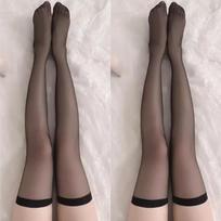 2Pairs Women Ultra Thin Transparent Stockings Spring Summer Anti Hook Thigh High Socks Black White Over Knee Socks Jk Long Socks One Size