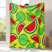 Vibrant Summer Watermelon Fruit Throw Blanket - Cozy Lightweight Cute Art Accent for Couch Bed Living Room Decoration Size: 75*100cm, Weight: 230 GSM