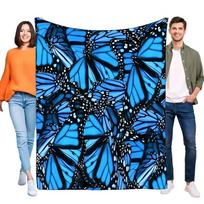 Vibrant Blue Butterfly Wings Soft Flannel Fleece Blanket Throw for Bed Sofa Living Room Cozy Decorative Home Decor Gift for Adul Size: 75*100cm, Weight: 230 GSM
