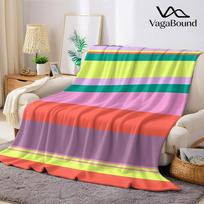 Vibrant Color Bands Flannel Blanket Warm Soft Halloween Christmas Couch Warm Cozy Decorative Decor Gift for All Season Size: 75*100cm, Weight: 230 GSM