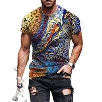 Summer New Men T-Shirt Color Halo Graphic 3D Printed O Collar Short Sleeve Fashion Loose Interesting Breathable Plus Size Top S