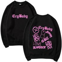 Rudens Žiemos Šiltas Viršus Lil Emo Rap Goth Peep Hip Hop Spausdintas Apvalaus Kaklo Džemperis Madingi Mados Drabužiai Megztiniai ir Ilgos Rankovės Moteriškas S juoda