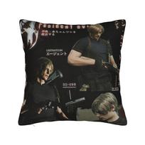 Leon S. Kennedy Residents Evils Pillowcase Printing Fabric Cushion Cover Decor  Pillow Case Cover Home Square 40*40cm 30x30cm 12x12in