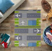 Kids Play Area Rugs Airport Landing Strips Top View Aircraft and Airplane Arrival Carpet Kids' Bedroom Playroom Nursery 3D Decor 40x60cm