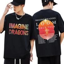 Imagine Dragons Loom World TourT-shirt Men Fashion Vintage Hip Hop Oversized Short Sleeve Cotton Casual Tee Shirts S įvairiaspalvis