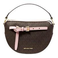 Michael Kors MK Emilia Monogram Heart Logo Print Canvas Crossbody Shoulder Bag Medium Women handbags Brown Pink 35S1GU5C6B-POWDER-BLUSH Basic Set (Bag+Dust Bag)