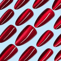 24Pcs Glossy Red Cat Eye Press On Nails, Almond Full Cover Wearable False Nails for Women United States