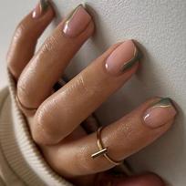 24 Pcs Glossy Press On Nail French Tips False Nail Swirl Full Cover Stick On Nail Short Square Acrylic Nail 1
