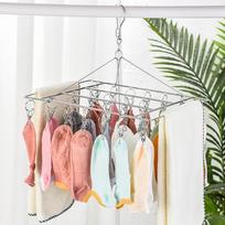 Sock Drying Rack With 40 Clips Stainless Steel Sock Hanging Rack Swivel Wind-Proof Laundry Hanger Bra Towel Sock Clothespin sidabras