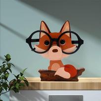 Wooden Desk Top Glasses Display Stand  Entryway Cabinet Small Decor Piece fox