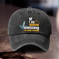 Adjustable Cowboy Hat with IF Ive Gone Missing Ive Gone FISHING Print Unisex Outdoor Sports Style an Ideal Gift for Fish 1pc