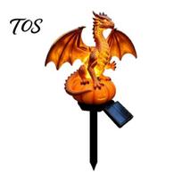 Desktop Atmospheric Glow Lamp Dragon Solar Garden Light, Halloween Night Resin Gothic Pumpkin Seasonal Spooky Table Decoration Statue, Medieval 1pc B