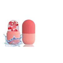 Face Ice Roller for Puffiness Relief, Facial Pore Care, Reusable Silicone Ice Mold for Eyes and Neck (Pink)