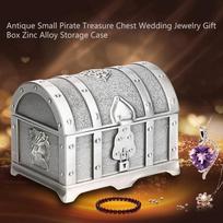 Silver Jewelry Storage Case Small Pirate Trinket Chest Treasure Chest Box  Wedding Use