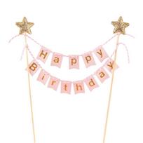 DIY Baby Shower Stars Bunting Gold Banner Cake Flags Cake Topper Baking Decoration Party Supplies rožinė