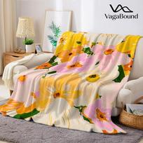 Sunny Floral Burst Flannel Blanket Warm Soft Halloween Christmas Couch Warm Cozy Decorative Decor Gift for All Season Size: 75*100cm, Weight: 230 GSM