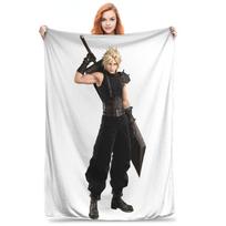 Flannel Throw Blanket Cloud Strife Final Fantasy 7 Games FF7 Warm Plush Blankets Soft Bedding for Living room Home Travel Sofa Size: 75*100cm, Weight: 230 GSM