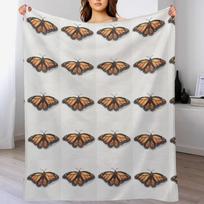 Monarch Butterfly Throw Blanket Ultra Soft Flannel Fleece Blanket for All Seasons Size: 75*100cm, Weight: 230 GSM