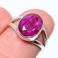 Red Ruby(Simulated) Gemstone Handmade 925 Sterling Silver Jewelry Ring S.5 y7M41