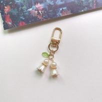 Beautiful Lily of The Valley Key Holder Gold Color Metal Buckle Woman's Handbag Ornament Elegant Flower Keychains