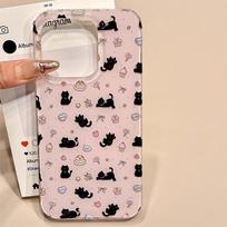 Korėjietiška braškių juodo katino laikiklio grandinėlė, skirta iPhone 17, viskas įskaičiuota, Apple 16 telefono dėklas 15 Naujas 14 For   iPhone 17