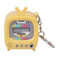 Retro Mini TV Keychain With Light And Sound Effects Vintage Design Sturdy Plastic Keyring For Enthusiasts geltona