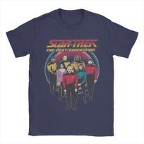 Stars Treks The Next Generation 100% Cotton T-Shirts  Fashion for Men's Summer Y2K Retro Printed Short Sleeve Clothing S tamsiai mėlyna spalva