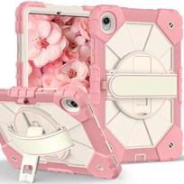 For Samsung Tab Case S11 S10 S9 FE A11 A9 Plus A7 Lite Tablet Stand Case Thick Shockproof with Rotating Strap Kickstand Cover Tab S11 (2025) rožinio aukso spalvos
