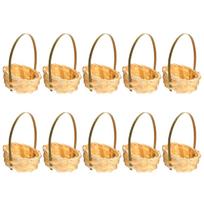 10 vnt. bambukinė rankinė gėlių pintinė Paprasta elegantiška pintinė namų biuro dekoravimui Gėlių, dovanų, vaisių laikymui 10X5X5CM beige