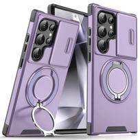 Slenkama kameros apsauga Šarvuotas telefono dėklas Samsung Galaxy S26 Ultra S 26 Plus S26Ultra 5G Automobilio magnetinis laikiklis Metalinio žiedo dangtelis Galaxy S26 Plus
