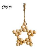 Parrot Cage Toy Wooden Beads Star Toy, Five-pointed Chewing Hanging Bird for African Grey Cockatoos Macaws, Accessories S