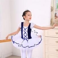 Cross Ribbon Girl Ballet TuTu Dress Velvet Gymnastics Dance Leotard  Ballet Performance 100cm mėlyna