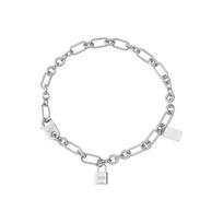 Acne Studios Silver Padlock Logo Pendant Chain Necklace Unisex necklace Brass B50008 One Size,Silver