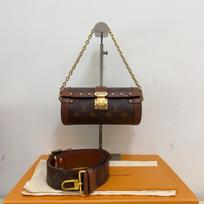 [Pre-Owned] Papillon Trunk Monogram Chain S-Lock Closure Coated Canvas With Leather Trim Shoulder Bag - Excellent #PC2HRH ONE SIZE